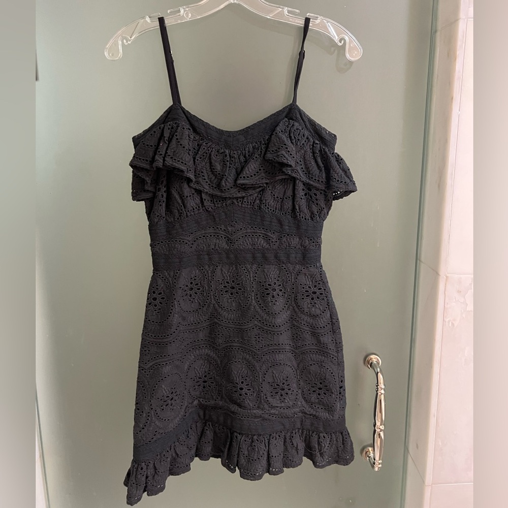 Lovers + Friends Black Eyelet Ruffle Dress